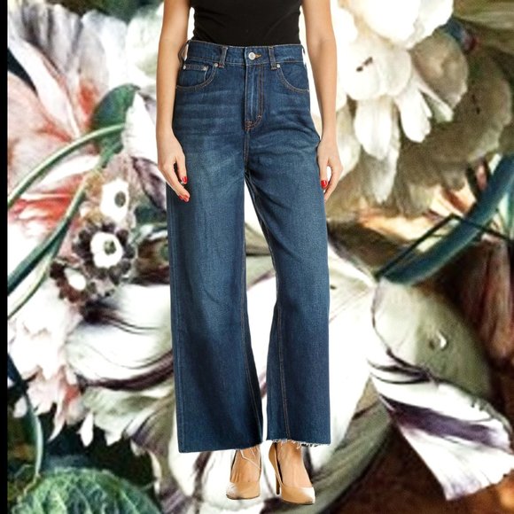 Frank & Oak Denim - Frank & Oak High Waist Jeans Blue Nina Wide-leg